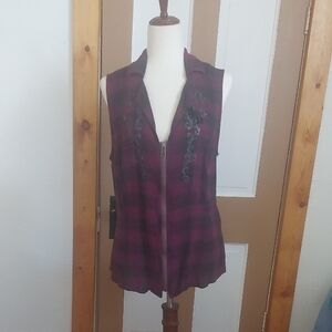 Harley Davidson Plaid Zip Up Top #420K